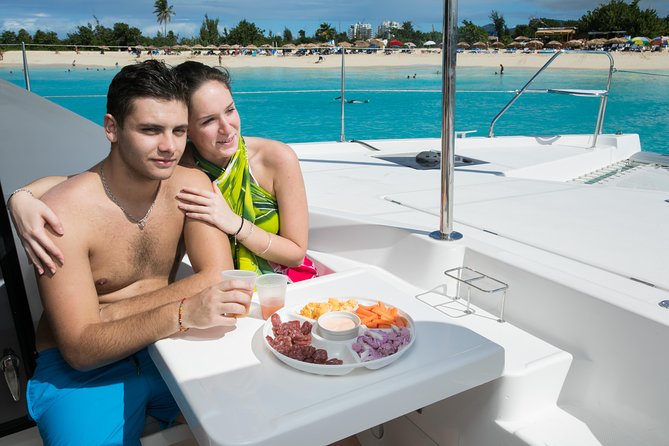 St Maarten Luxury Catamaran Full-Day Group Charter - Meals, snacks, and the open bar