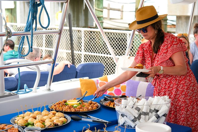 Sunday Mimosa Bar Catamaran Sail with Mini Brunch Bites - The Ravenel Bridge is the best photo stop