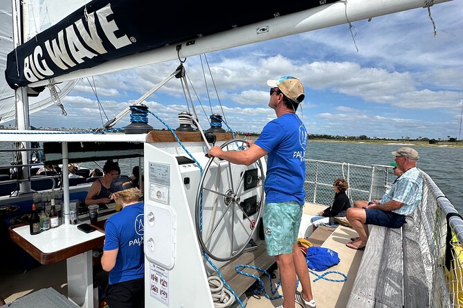 Sunday Mimosa Bar Catamaran Sail with Mini Brunch Bites - Mimosas, brunch bites, and a lively crew