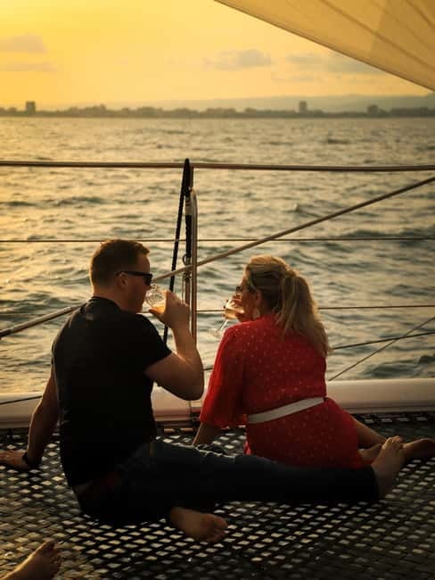 Sunny Beach: Sunset Catamaran Cruise with Dinner & Prosecco - The red London bus pickup in Sunny Beach