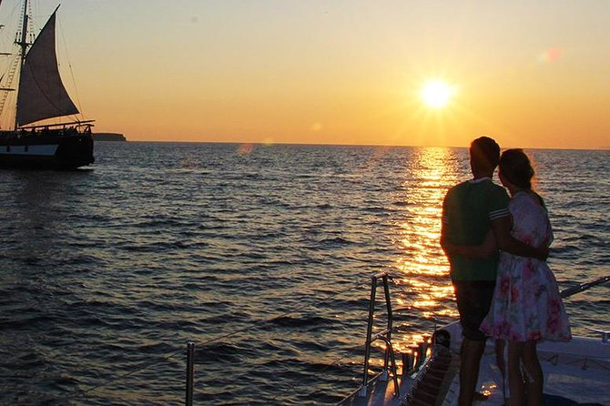 Sunset Sailing Catamaran Cruise in Santorini with BBQ and Drinks - Hot Springs: warm water with a sulfur warning