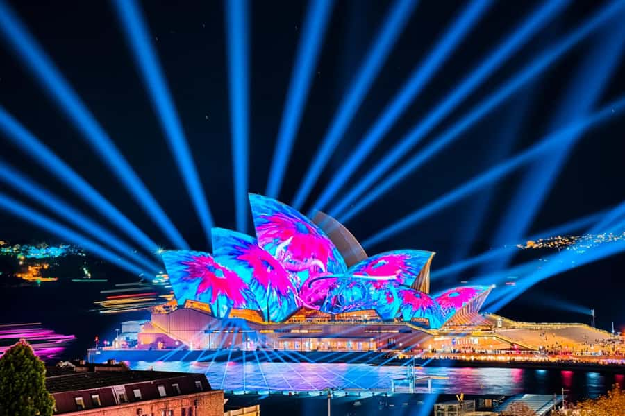 Sydney: Premium Catamaran Vivid Cruise with Welcome Drink - Boarding Whitehaven at King Street Wharf