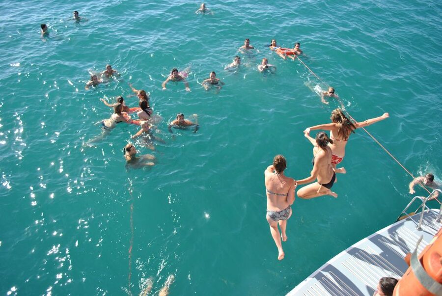 Valencia: Catamaran Cruise, Paella Lunch and Swim Stop - Paella, salad, fruit, and one drink