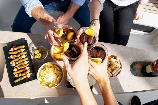 Vermouth in Catamaran A gastronomic experience in Barcelona - A sea-level view of Barceloneta and Hotel W